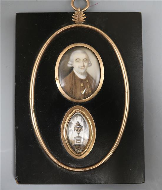 A George III oil on ivory double miniature of William Smith Overall 11 x 8cm.